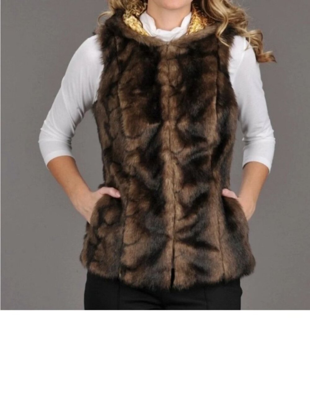 Peter Nyguard Faux Fur Hooded Vest